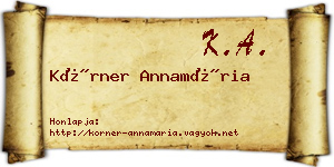 Körner Annamária névjegykártya